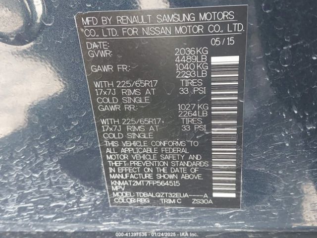 KNMAT2MT7FP564515 Nissan ROGUE SV