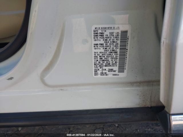 JN8AZ1MW8EW529218 Nissan MURANO SL