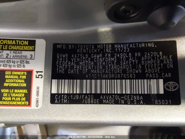 Toyota CAMRY LE 2024 4T1C11AK9RU876583 Image 9