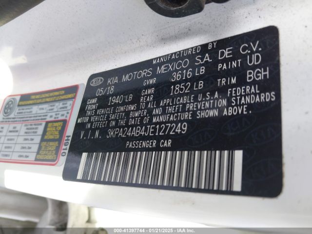 3KPA24AB4JE127249 KIA RIO S