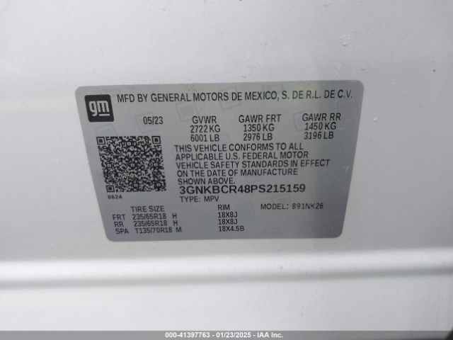 3GNKBCR48PS215159 Chevrolet Blazer Fwd 2lt