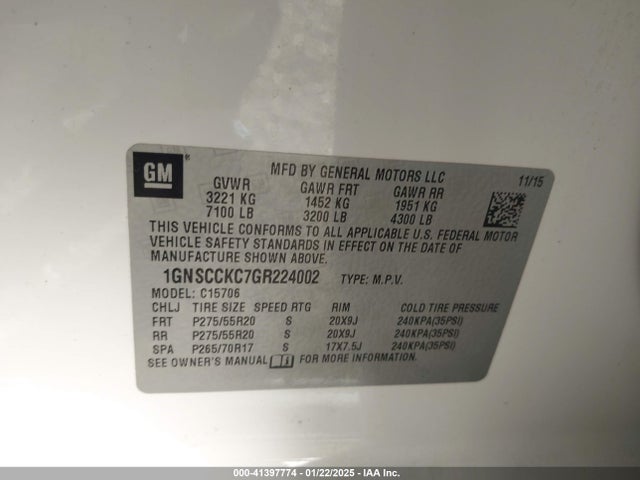 Chevrolet Tahoe Ltz 2016 1GNSCCKC7GR224002 Image 9