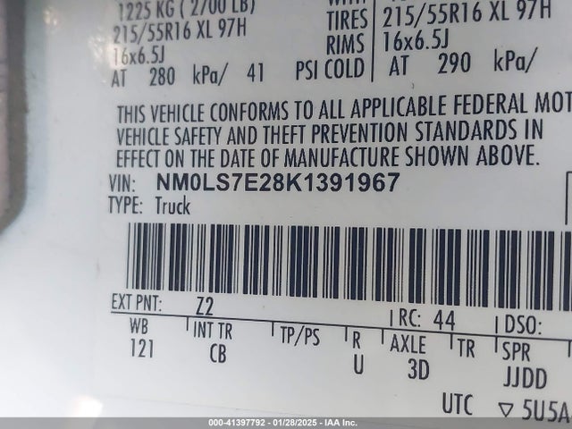 NM0LS7E28K1391967 Ford Transit Connect Xl