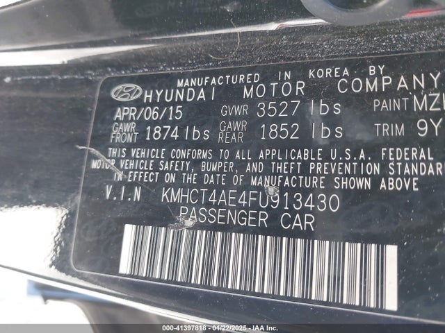 Hyundai ACCENT GLS 2015 KMHCT4AE4FU913430 Image 9