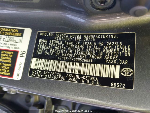 4T1BF1FK5GU526094 Toyota CAMRY LE
