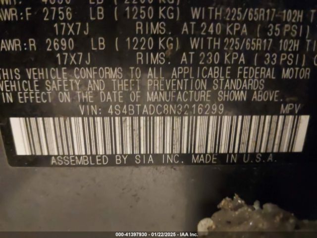 4S4BTADC8N3216299 Subaru Outback Premium