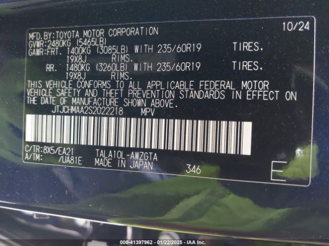 JTJCHMAA2S2022218 Lexus Rx 350 Premium