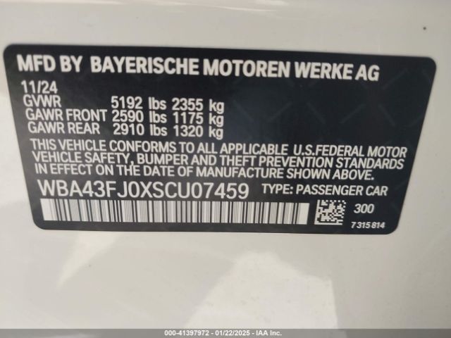WBA43FJ0XSCU07459 BMW 530 I