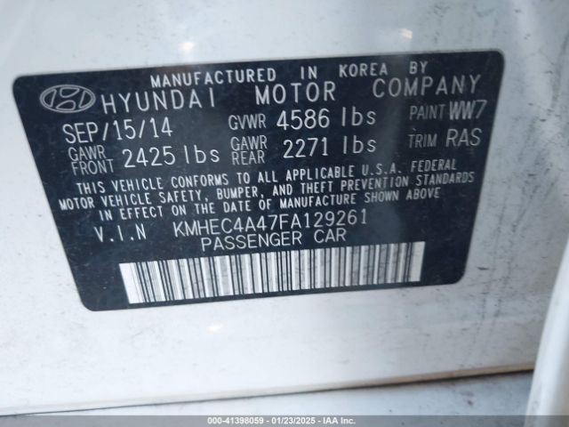 KMHEC4A47FA129261 Hyundai Sonata Hybrid Limited