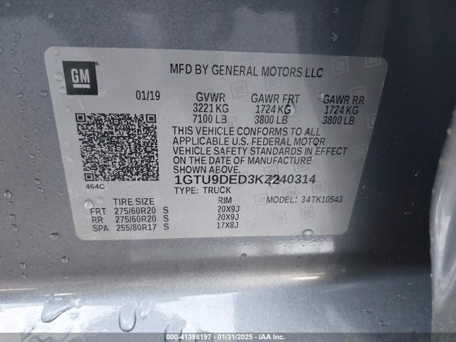 1GTU9DED3KZ240314 GMC Sierra 1500 Slt