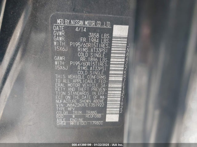 Nissan Cube 1.8 S 2014 JN8AZ2KR7ET351922 Image 9