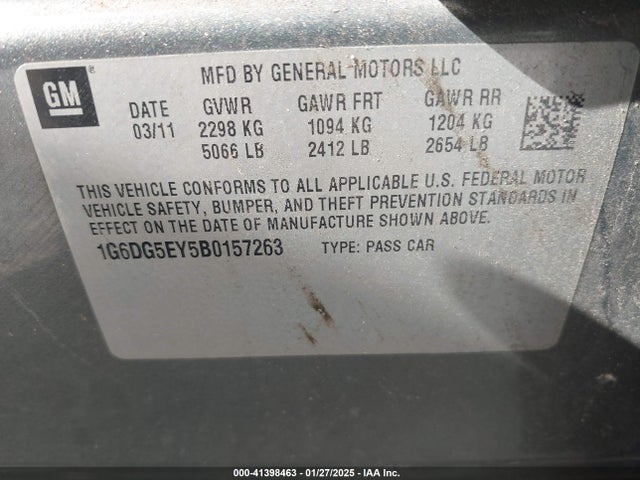 2011 CADILLAC CTS 1G6DG5EY5B0157263 Photo 8