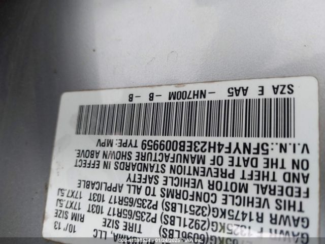 5FNYF4H23EB009959 Honda PILOT LX