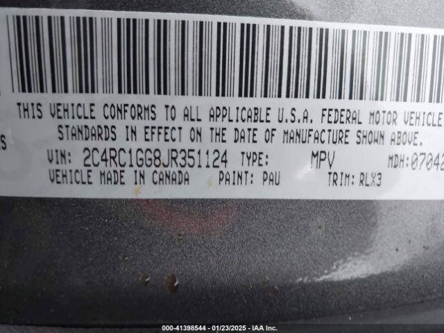 2018 CHRYSLER PACIFICA 2C4RC1GG8JR351124 Photo 8