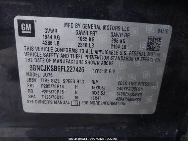 3GNCJKSB6FL227426 Chevrolet Trax 1ls