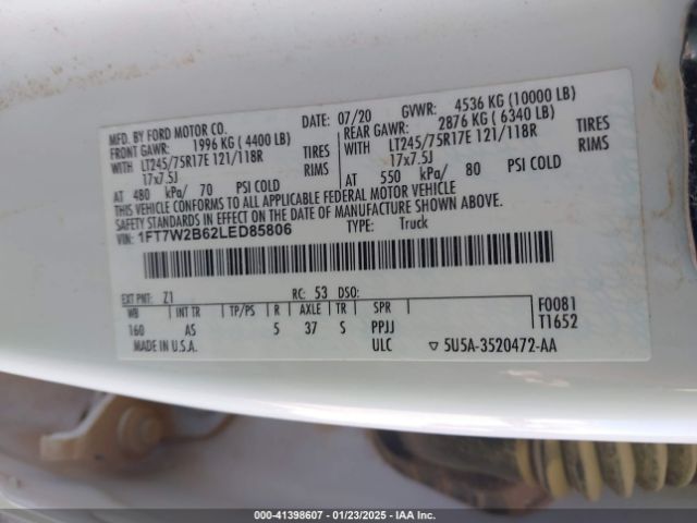 1FT7W2B62LED85806 Ford F-250 Xl