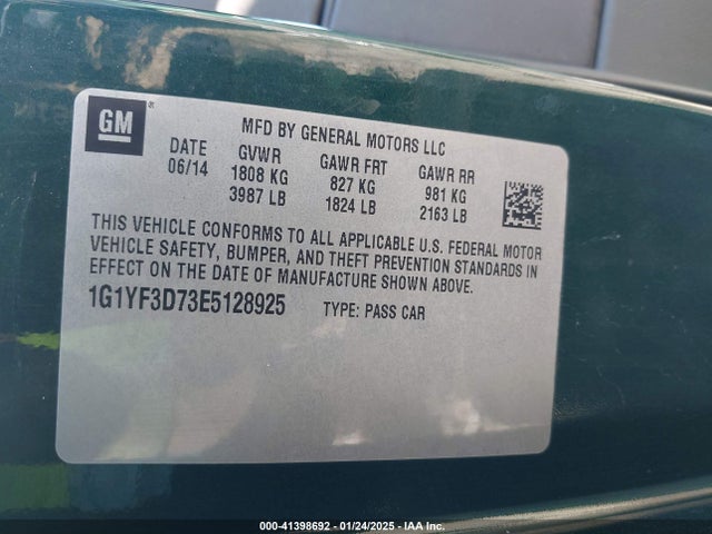 1G1YF3D73E5128925 Chevrolet CORVETTE STINGRAY