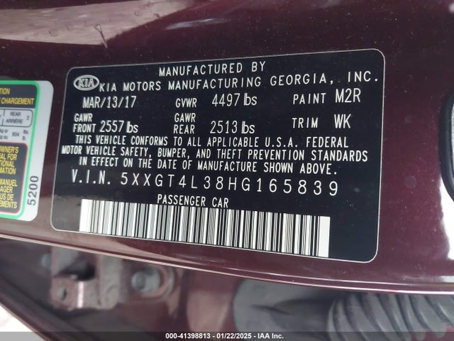 KIA Optima Lx 2017 5XXGT4L38HG165839 Image 9