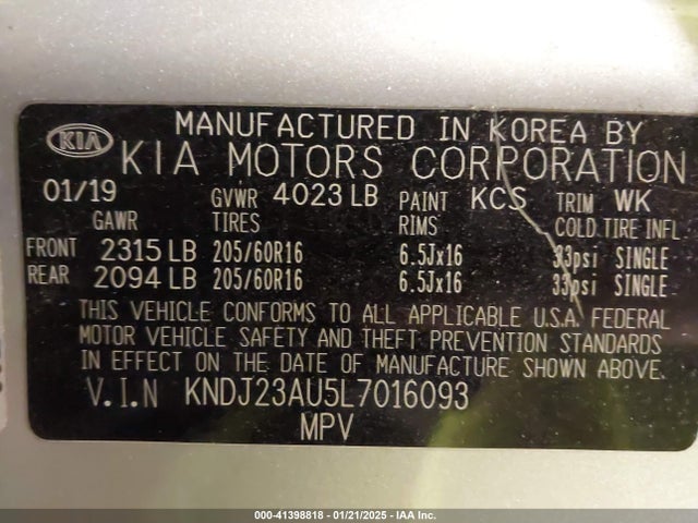 KNDJ23AU5L7016093 KIA SOUL S