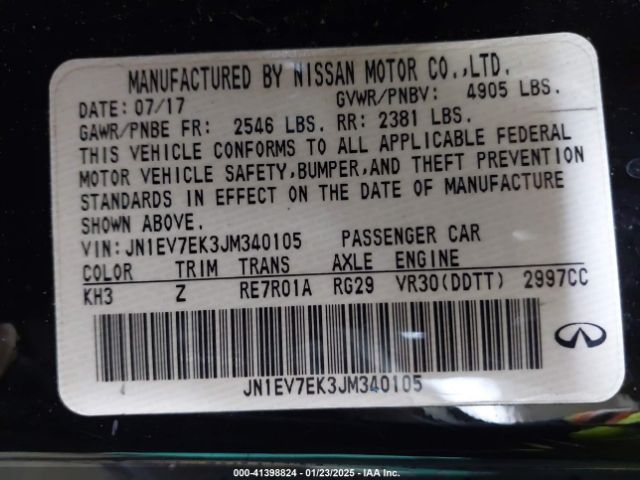 JN1EV7EK3JM340105 Infiniti Q60 3.0t Luxe