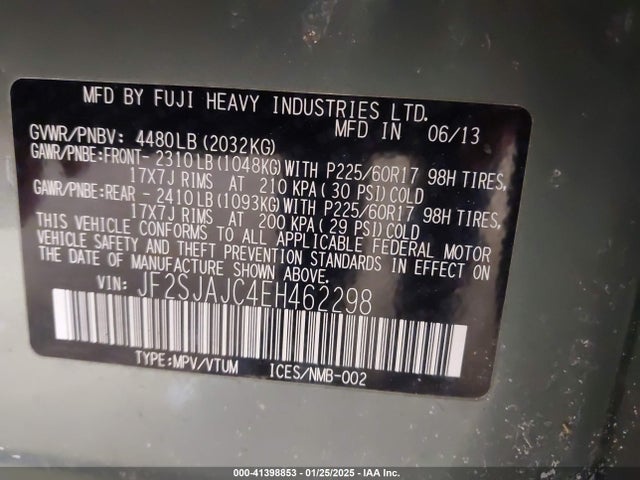 JF2SJAJC4EH462298 Subaru Forester 2.5i Limited
