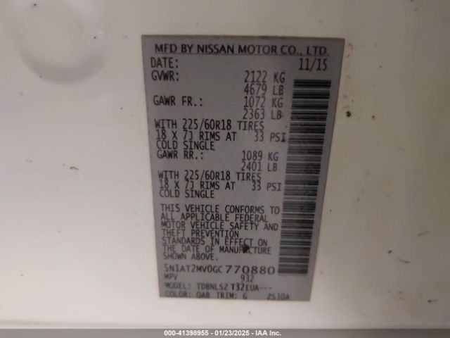 5N1AT2MV0GC770880 Nissan Rogue Sl