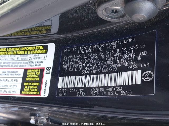 58AD21B15LU005820 Lexus ES 300H