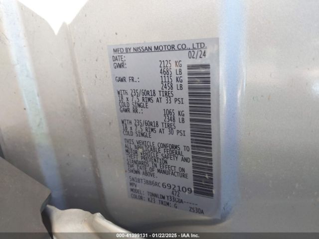 5N1BT3BB6RC692109 Nissan Rogue Sv Intelligent Awd