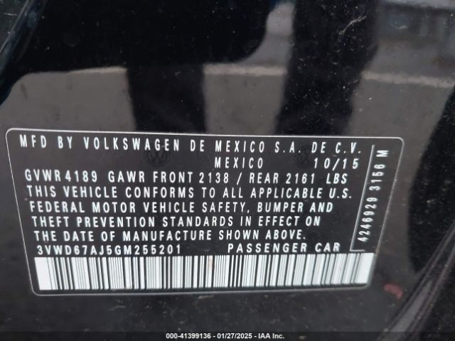 3VWD67AJ5GM255201 Volkswagen Jetta 1.4t Se