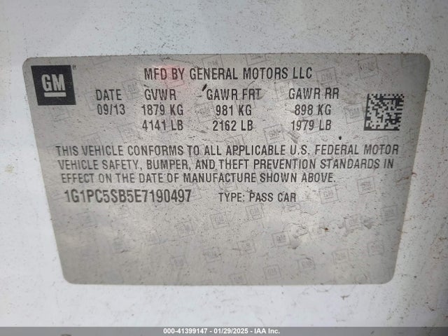 Chevrolet Cruze 1lt Auto 2014 1G1PC5SB5E7190497 Image 9