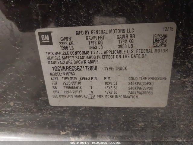 1GCVKREC8GZ172080 Chevrolet Silverado 1500 2lt