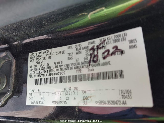 Ford F-150 Platinum 2015 1FTEW1EG8FFD07969 Image 9