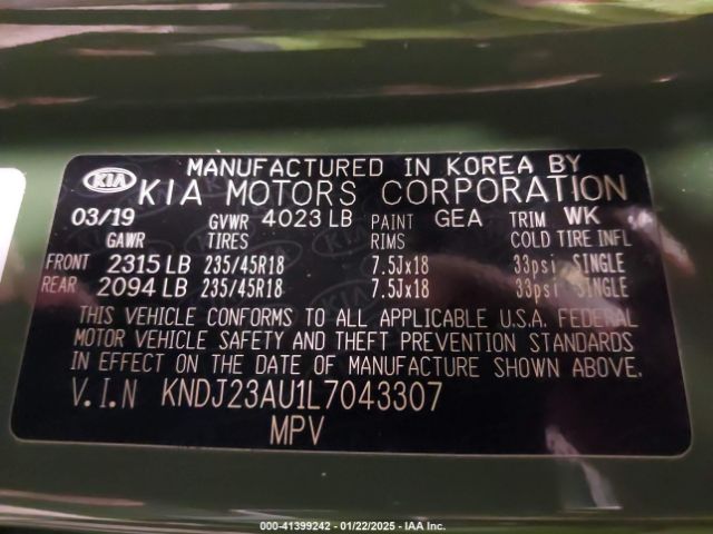KNDJ23AU1L7043307 KIA Soul X-line