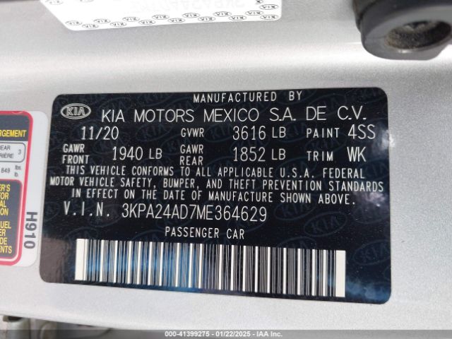 3KPA24AD7ME364629 KIA RIO S