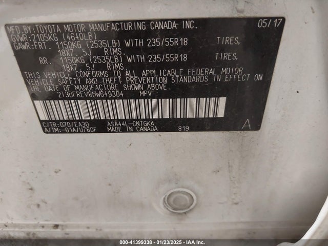 Toyota Rav4 Limited 2017 2T3DFREV8HW649304 Image 9