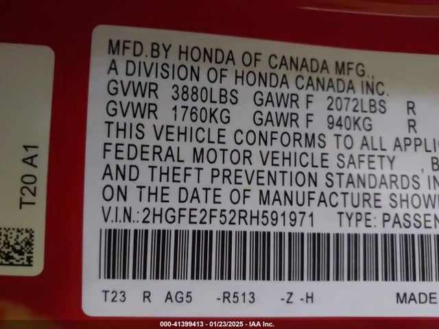 Honda Civic Sport 2024 2HGFE2F52RH591971 Image 9