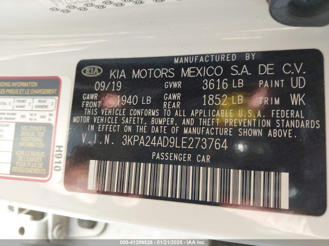 KIA RIO LX 2020 3KPA24AD9LE273764 Image 9