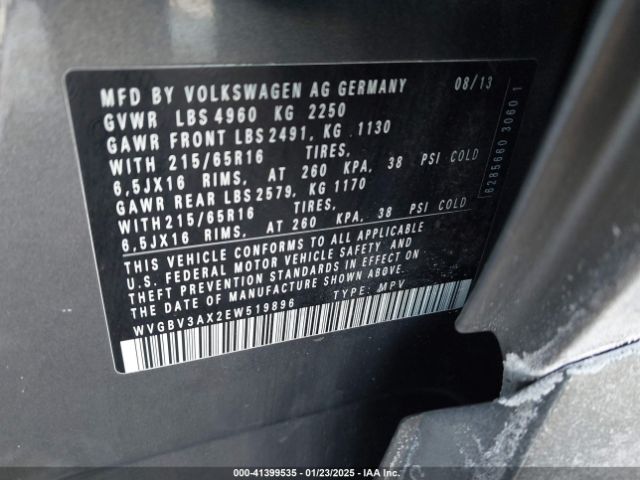 WVGBV3AX2EW519896 Volkswagen Tiguan R-line/s/se/sel