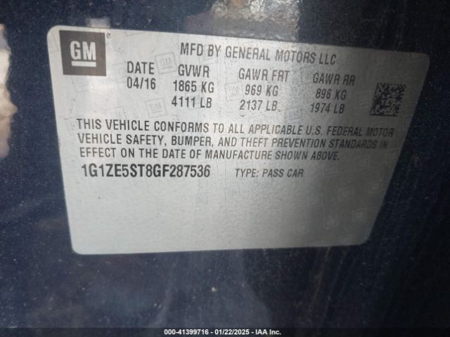 1G1ZE5ST8GF287536 Chevrolet MALIBU 1LT