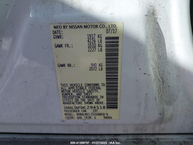 Nissan Altima 2.5 Sv 2017 1N4AL3AP3HC294518 Image 9