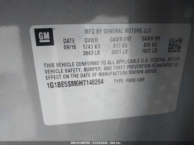 1G1BE5SM6H7148284 Chevrolet Cruze Lt Auto