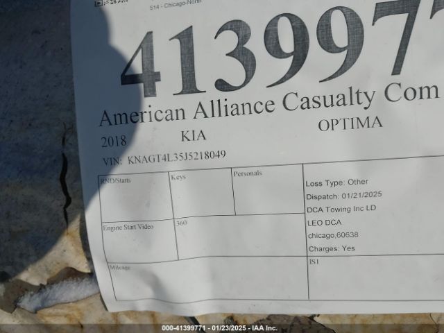 KNAGT4L35J5218049 KIA Optima Lx