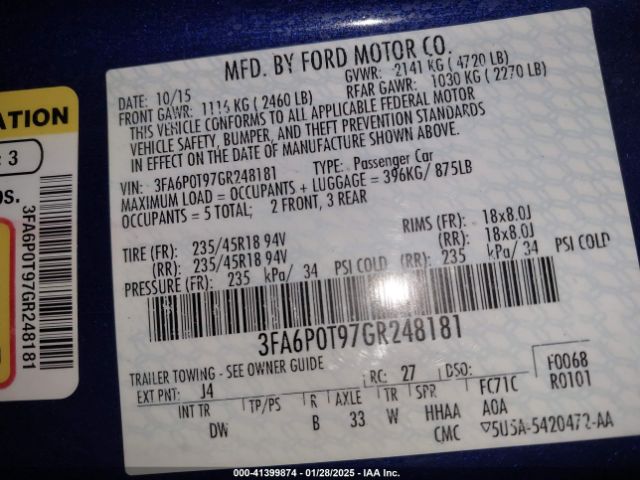 3FA6P0T97GR248181 Ford FUSION SE