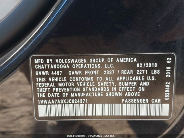 1VWAA7A3XJC024371 Volkswagen Passat 2.0t R-line/2.0t S