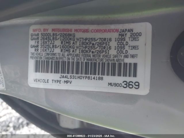 2000 MITSUBISHI MONTERO SPORT JA4LS31H0YP814188 Photo 8