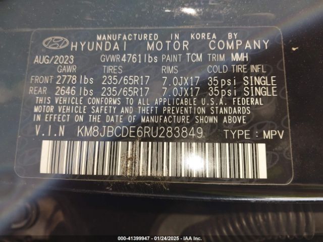 KM8JBCDE6RU283849 Hyundai TUCSON SEL