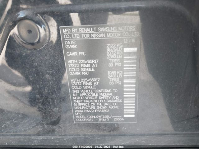 KNMAT2MV2HP534892 Nissan ROGUE SV