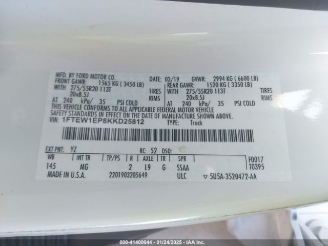 2019 FORD F-150 1FTEW1EP8KKD25812 Photo 8