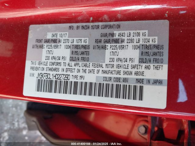 JM3KFBCL1H0227290 Mazda Cx-5 Touring