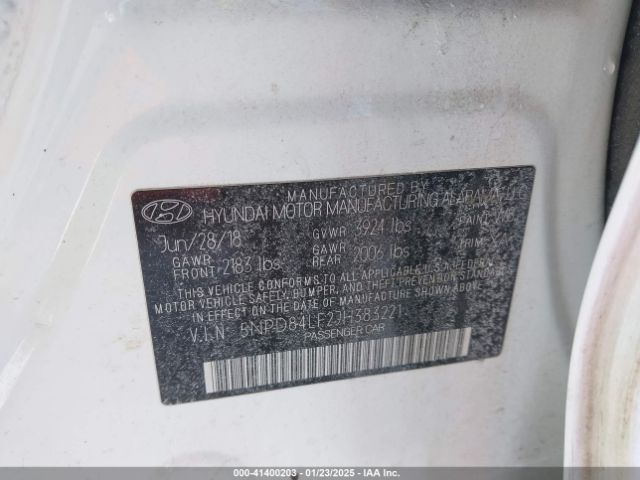 5NPD84LF2JH383221 Hyundai mpi nu